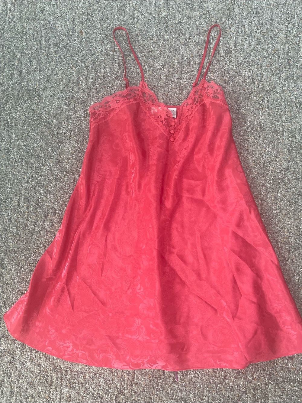 Red Lace-Trim Slip Dress